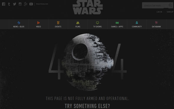 404 STAR WARS - 10 pages 404 à s’inspirer pour son site internet 